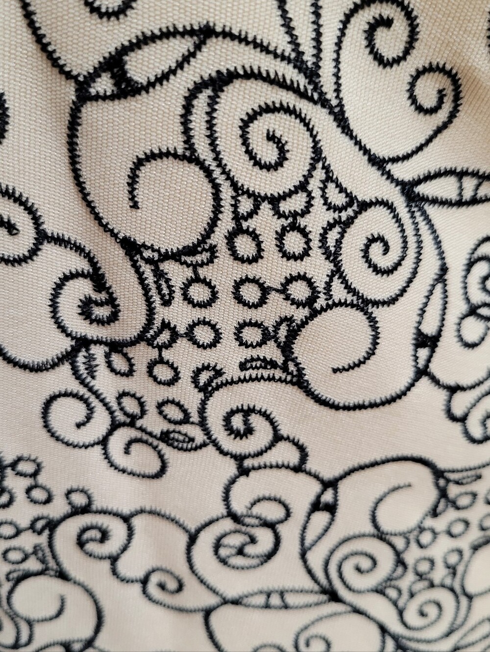 Tocca Silk/Wool Blend Cream & Black Embroidered V-Neck Midi Dress | Size 6 - Picture 5 of 10